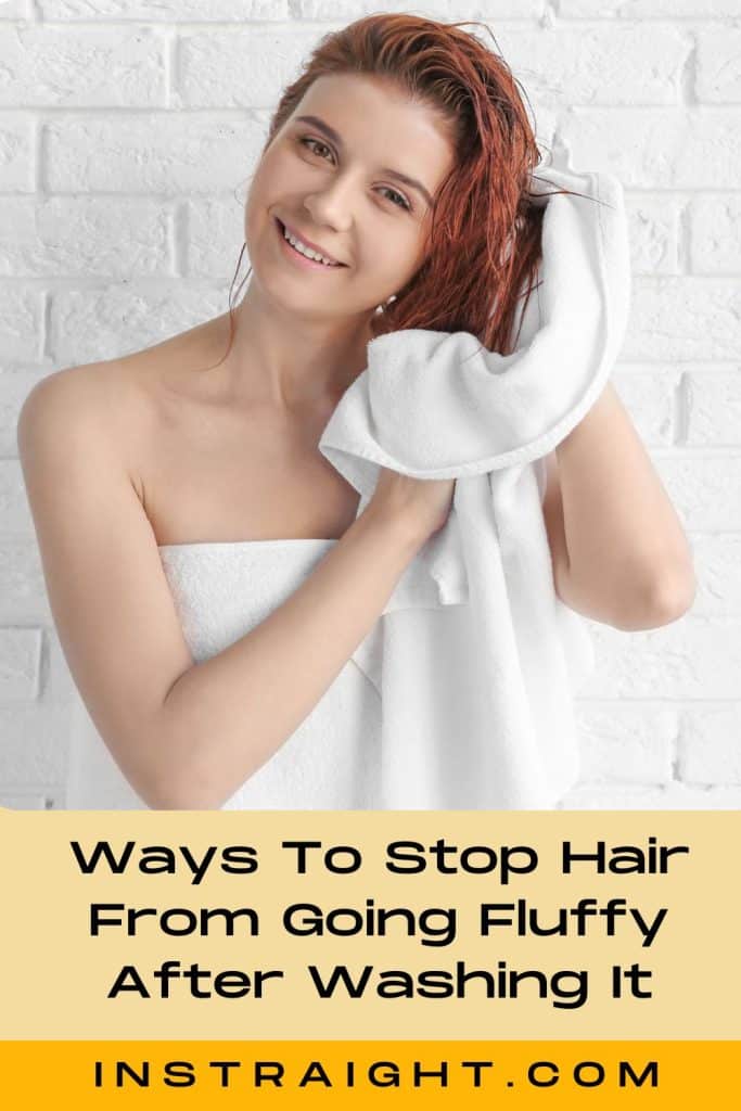 girl showing ways on how to stop hair going fluffy after washing